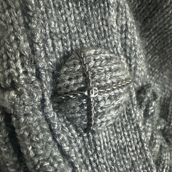 CHANEL Wool Blend Gray Women's Logo Button Snap Front Cardigan Size EU46/US12/L - Picture 2 of 10